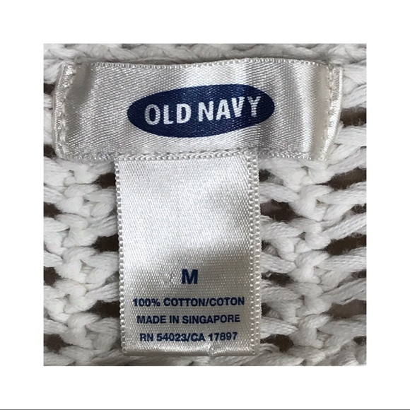 Old Navy White 100% Cotton Crocheted Sweater Size M - Picture 2 of 7